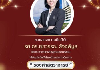 ขอแสดงความยินดีกับ รศ.ดร.ศุภวรรณ สัจจพิบูล